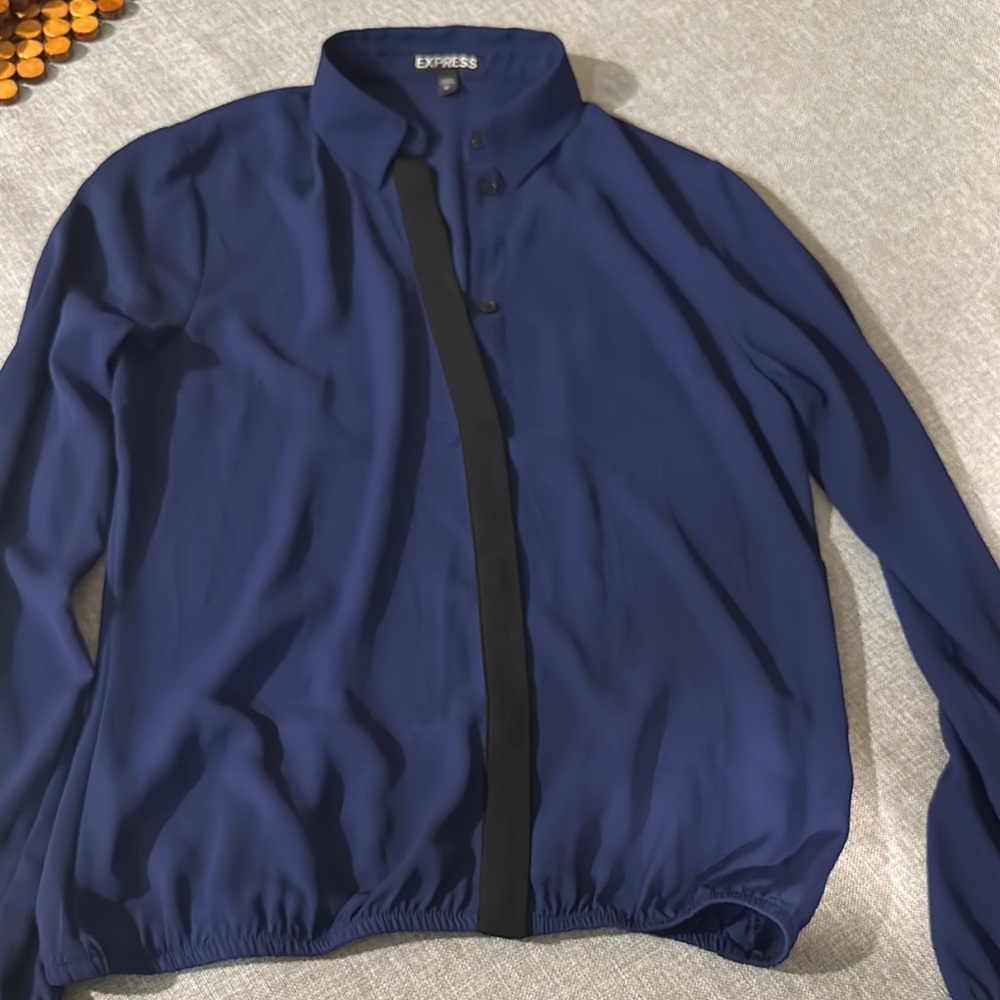 Express Blue Lightweight Shirt Jacket with Classic Collar